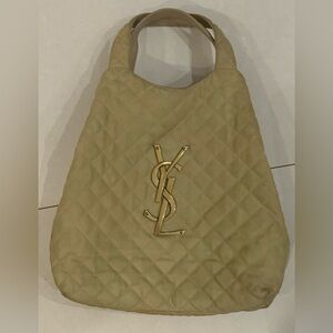 YSL ICARE MAXI SHOPPING BAG IN QUILTED NUBUCK SUEDE